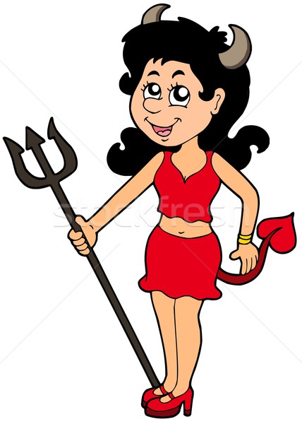 Cartoon devil girl Stock photo © clairev