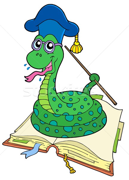 Snake teacher in open book Stock photo © clairev