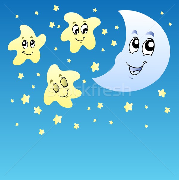Night sky with cute stars and Moon Stock photo © clairev