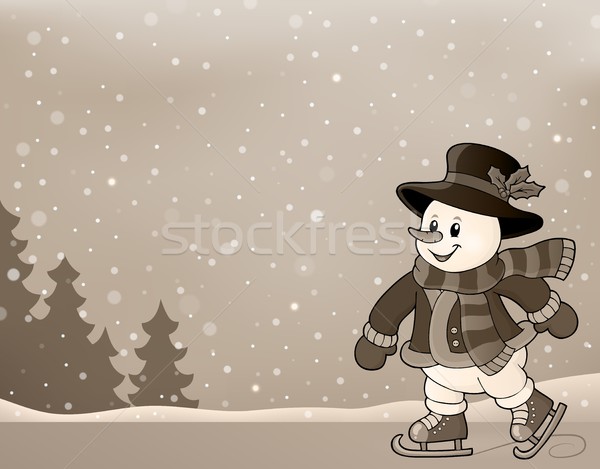 Stylized image with skating snowman Stock photo © clairev