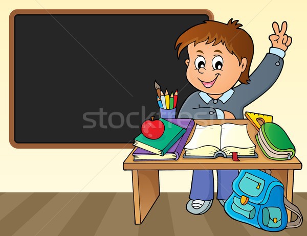 Boy behind school desk theme image 2 Stock photo © clairev
