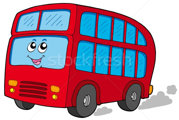 [[stock_photo]]: Cartoon · verre · métal · urbaine · bus · rouge