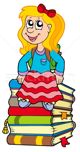 Girl sitting on pile of books Stock photo © clairev