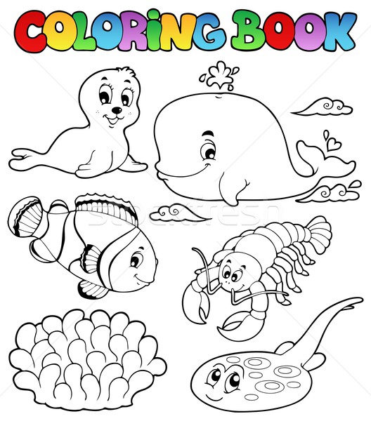 Coloring book various sea animals 3 Stock photo © clairev