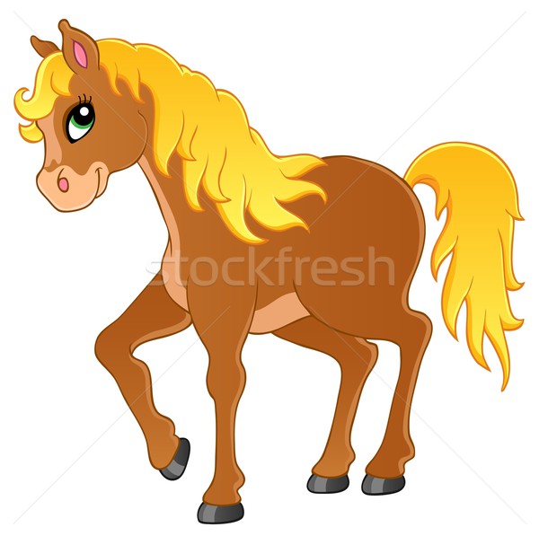 Paard afbeelding gelukkig ontwerp kunst lopen Stockfoto © clairev