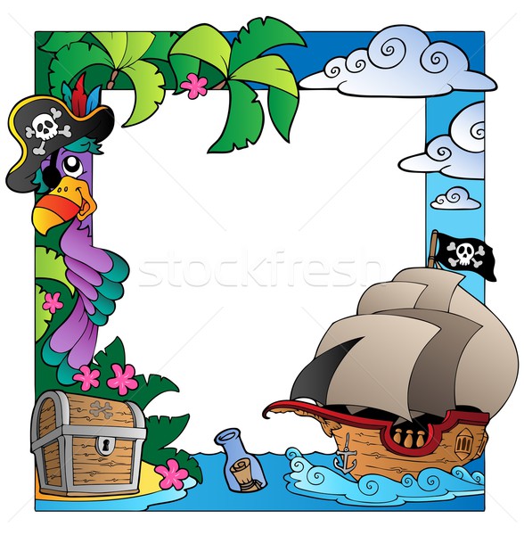 Frame with sea and pirate theme 4 Stock photo © clairev