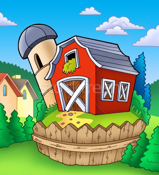 Red barn with fence on countryside Stock photo © clairev