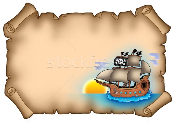 Ancient parchment with ship Stock photo © clairev