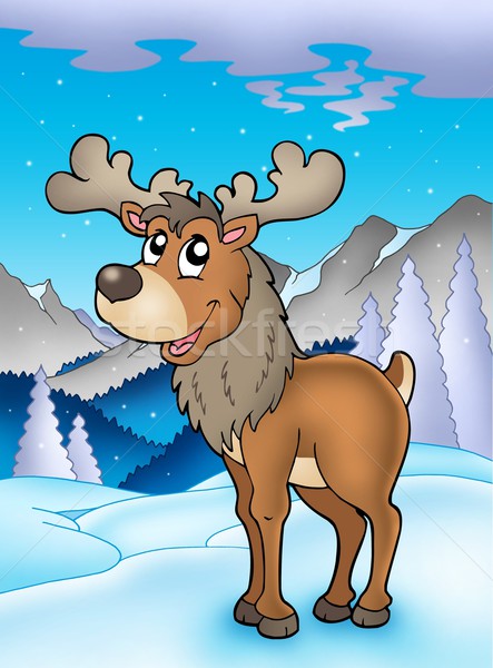 Stock photo: Winter theme with reindeer