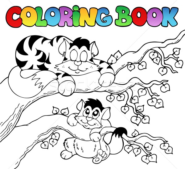 Stock photo: Coloring book with two cats