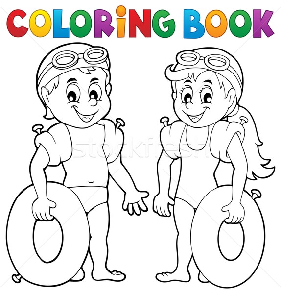 Libro da colorare ragazzo ragazza libro bambino vernice Foto d'archivio © clairev
