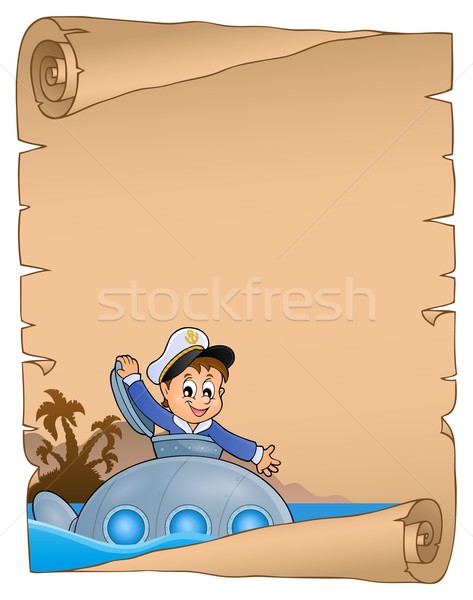 стилизованный пергаменте подводная лодка воды улыбка металл Сток-фото © clairev