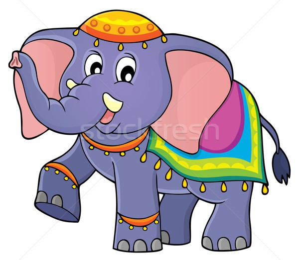 Stock fotó: Indiai · elefánt · kép · boldog · szövet · állat