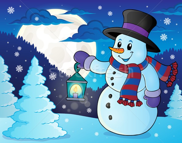 Snowman with lantern theme image 3 Stock photo © clairev