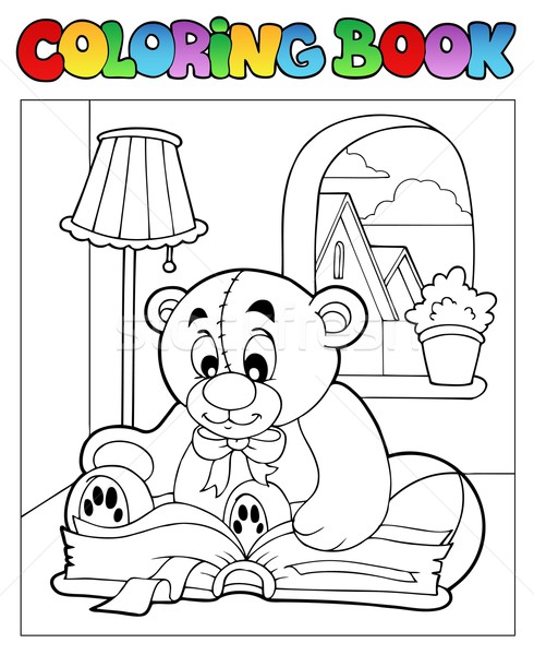 Kleurboek teddybeer glimlach boek verf lezing Stockfoto © clairev