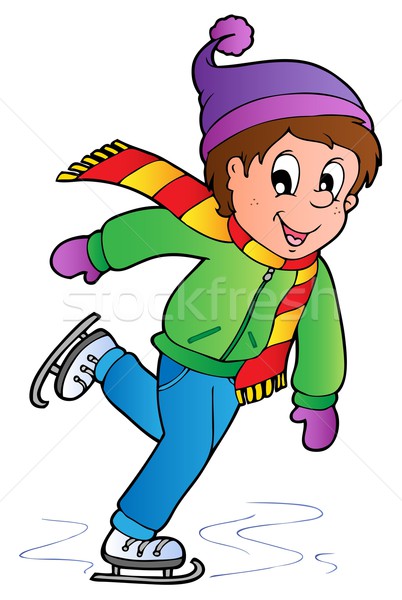 [[stock_photo]]: Cartoon · patinage · garçon · sourire · sport · enfant