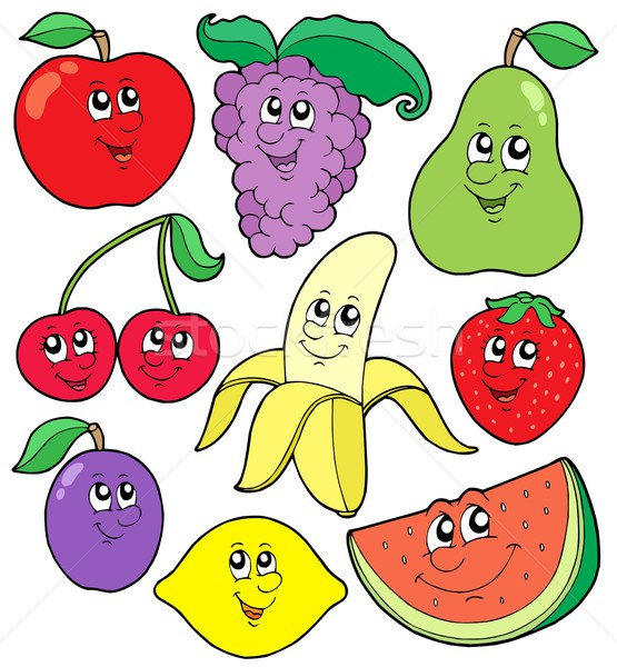 Stock photo: Cartoon fruits collection 1