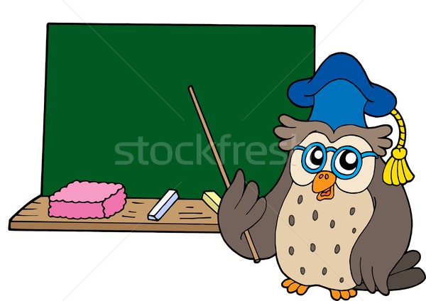 Stock photo: Owl teacher with blackboard