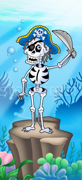 Pirate skeleton on sea bottom Stock photo © clairev