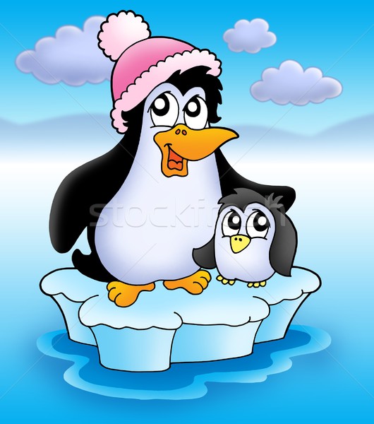 Two penguins on iceberg Stock photo © clairev