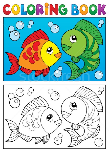 Stock photo: Coloring book with fish theme 5