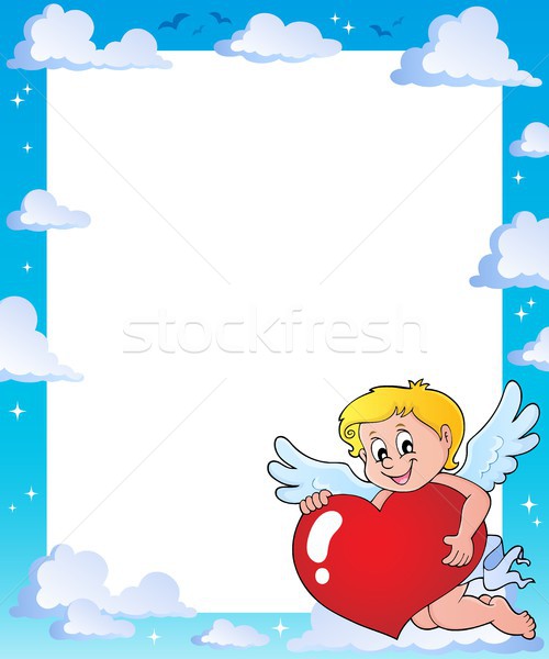 Cupid holding stylized heart frame 1 Stock photo © clairev