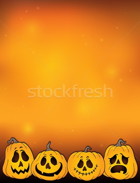 Foto stock: Halloween · abóboras · imagem · cara · arte · outono