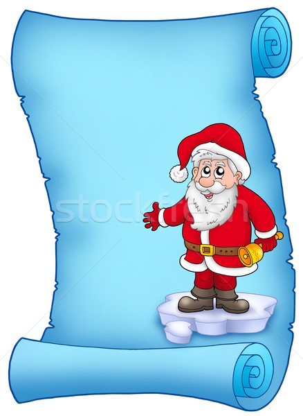 Foto stock: Azul · pergaminho · papai · noel · cor · ilustração · papel