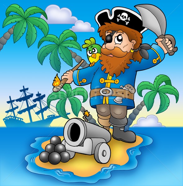Pirate shooting from cannon Stock photo © clairev
