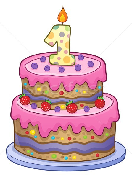 именинный торт изображение 1 год рождения рисунок Sweet Сток-фото © clairev