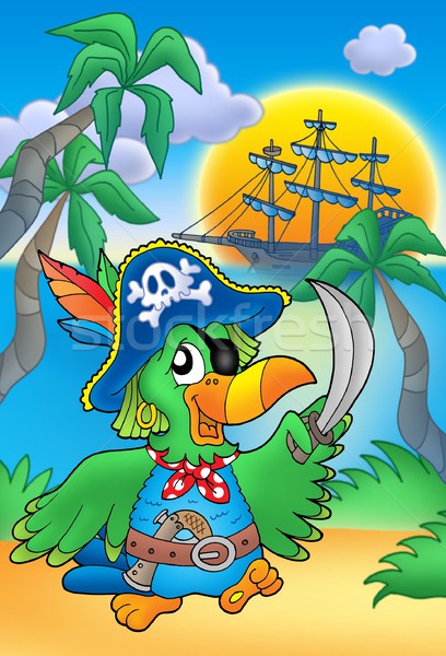 Pirate parrot with boat Stock photo © clairev
