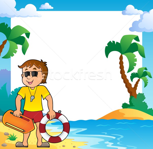 Beach theme frame with life guard Stock photo © clairev
