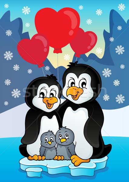 Valentine penguins near seashore Stock photo © clairev