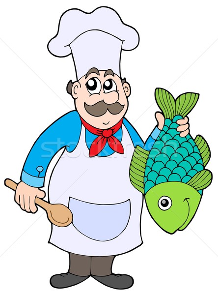 Chef holding fish Stock photo © clairev