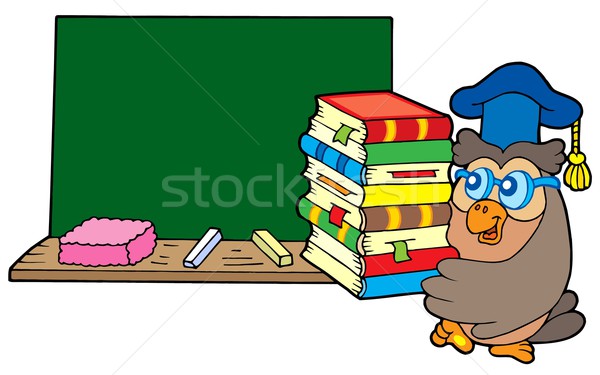 Owl teacher with books and blackboard Stock photo © clairev