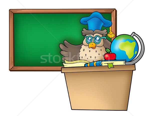 Owl teacher behind desk Stock photo © clairev