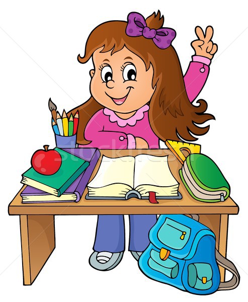 Girl behind school desk theme image 1 Stock photo © clairev