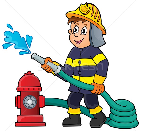 Brandweerman afbeelding water man werk kunst Stockfoto © clairev