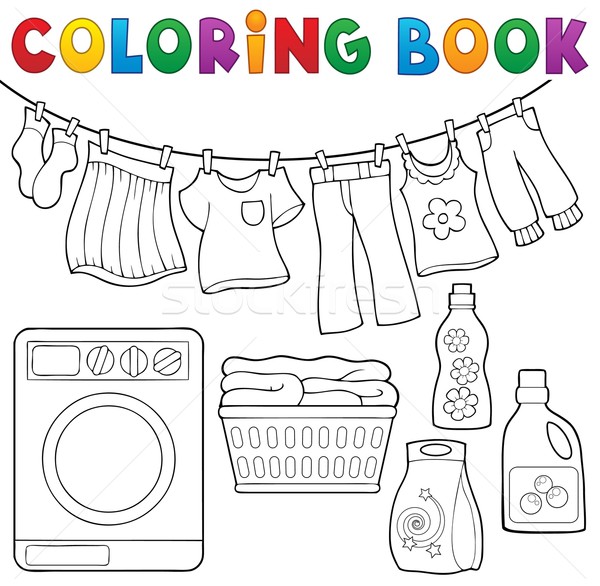 Coloring book laundry theme 2 Stock photo © clairev