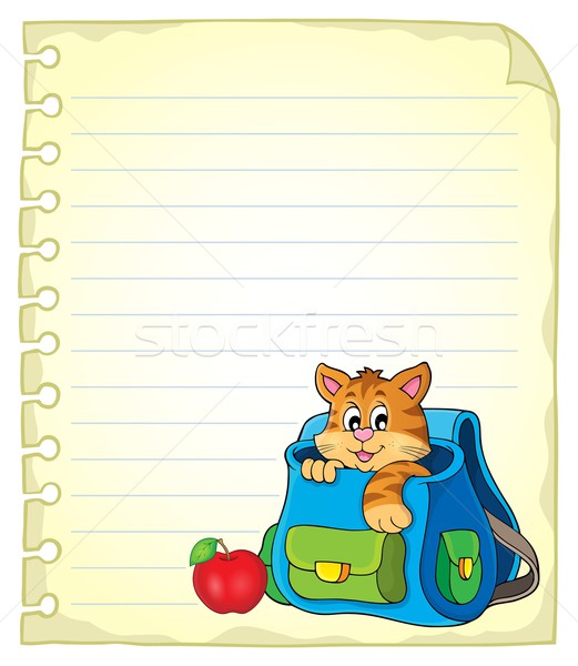 Notebook page with cat in schoolbag Stock photo © clairev