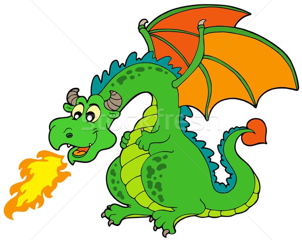 Cartoon fuego dragón sonrisa arte animales Foto stock © clairev