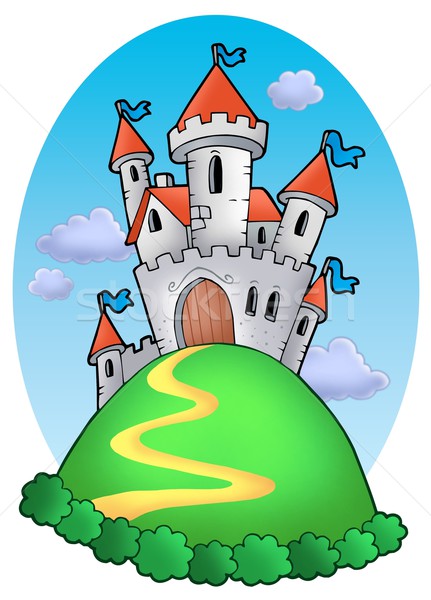 Conte de fées château nuages couleur illustration bâtiment Photo stock © clairev