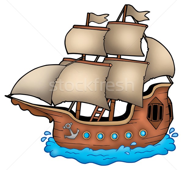 Photo stock: Vieux · navire · blanche · couleur · illustration · océan