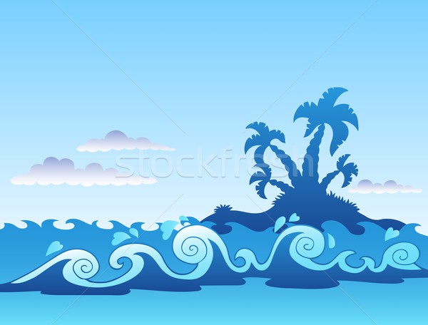 Seascape with palm island and waves Stock photo © clairev