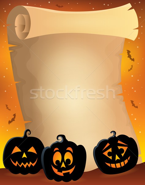 Foto stock: Pergamino · calabaza · siluetas · cara · arte · otono