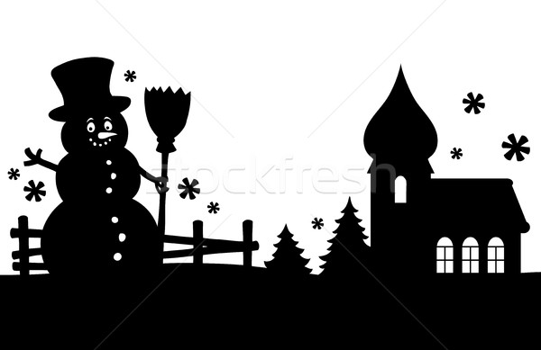 Snowman silhouette theme image 2 Stock photo © clairev