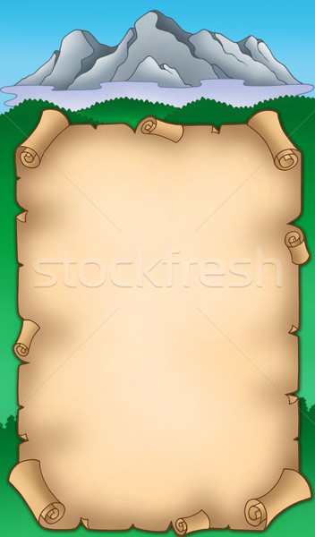 Stock photo: Parchment with mountains