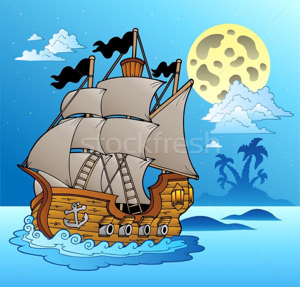Old vessel in night seascape Stock photo © clairev