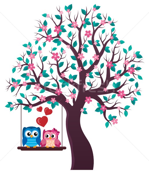 Tree with Valentine owls theme 1 Stock photo © clairev