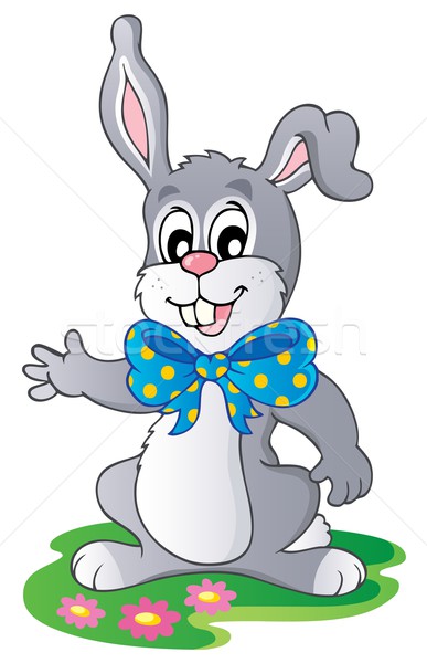 Cute bunny with big ribbon Stock photo © clairev